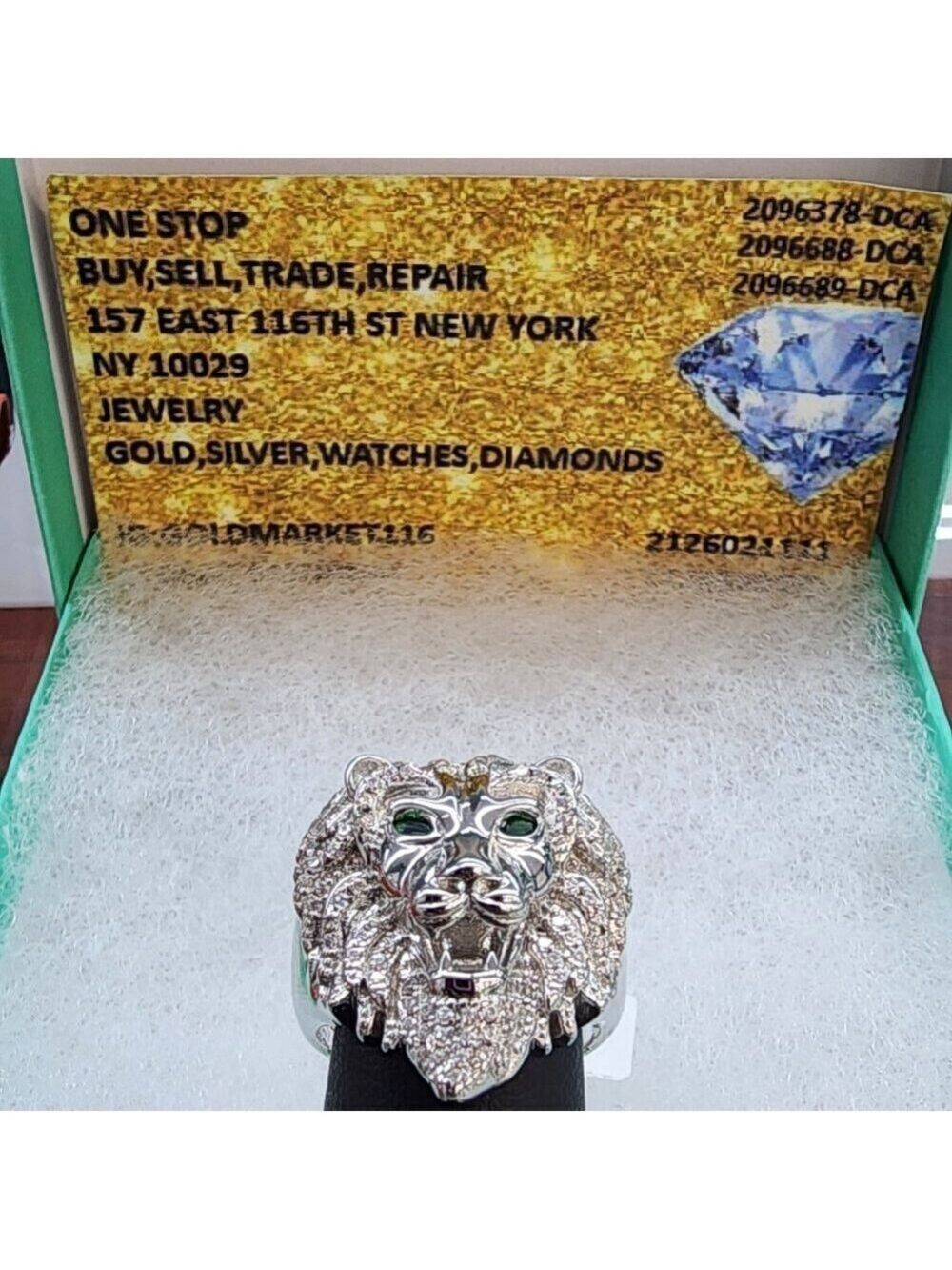 BRAND NEW  Sterling Silver 925 Lion Head w/ Cubic Zirconia Stones Ring